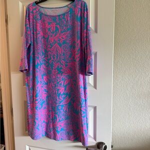 Lilly Pulitzer Vibrant Pink and Blue Long Sleeve Dress